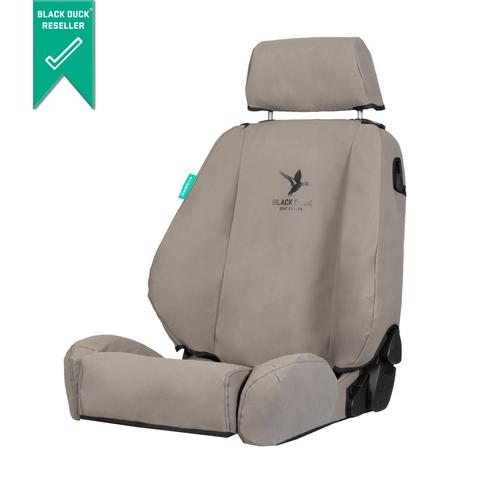 FORD EVEREST (2022-2025) AMBIENT-TREND-SPORT MY22+ NEW GENERATION ONWARDS BLACK DUCK® SEATCOVERS - FRW222ABC FRW22CON FRW22ABCDR FE227AR FE158 FE158T Car Seat Cover Black Duck Grey Canvas Driver & Passenger 