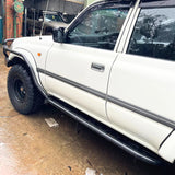 80 Series Toyota Landcruiser Traditional Rock Sliders & Rails (Black Checker Inserts)