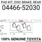 Genuine TOYOTA COROLLA 1.8 2001-2007 Rear Brake Pads - Part no. 0446652030_20179-20176  TOYOTA GENUINE   