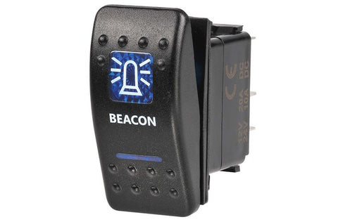 2 VOLT ILLUMINATED OFF/ON SEALED ROCKER SWITCH WITH "BEACON" SYMBOL (BLUE)  Narva   